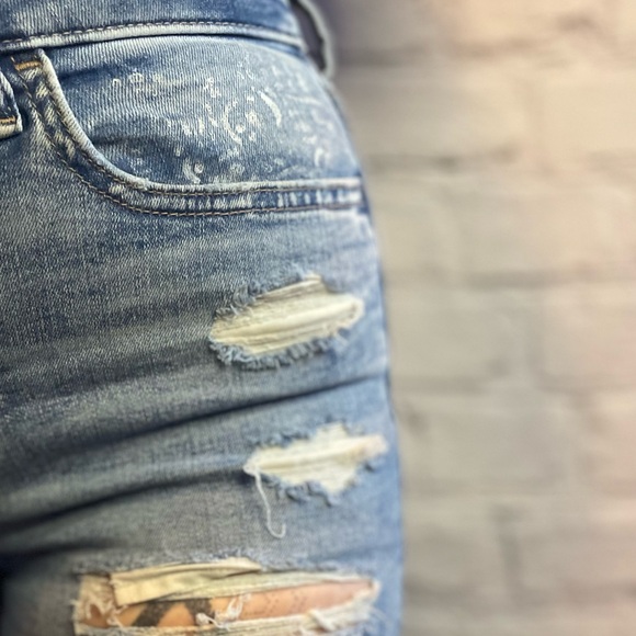 HAND PAINTED BY ME American Eagle Outfitters Distressed Blue Skinny Jeans - Picture 2 of 13